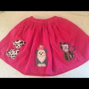 Kitty + puppy pink Corduroy lands End skirt